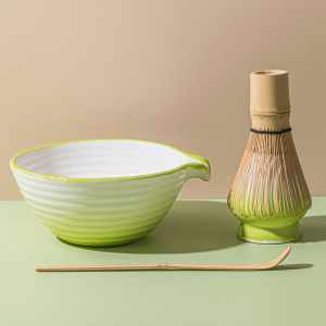 Green Glazed Ceramic Matcha Bowl Set