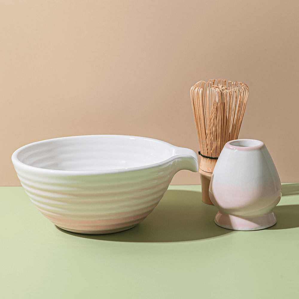 Pink Ceramic Matcha Bowl Set
