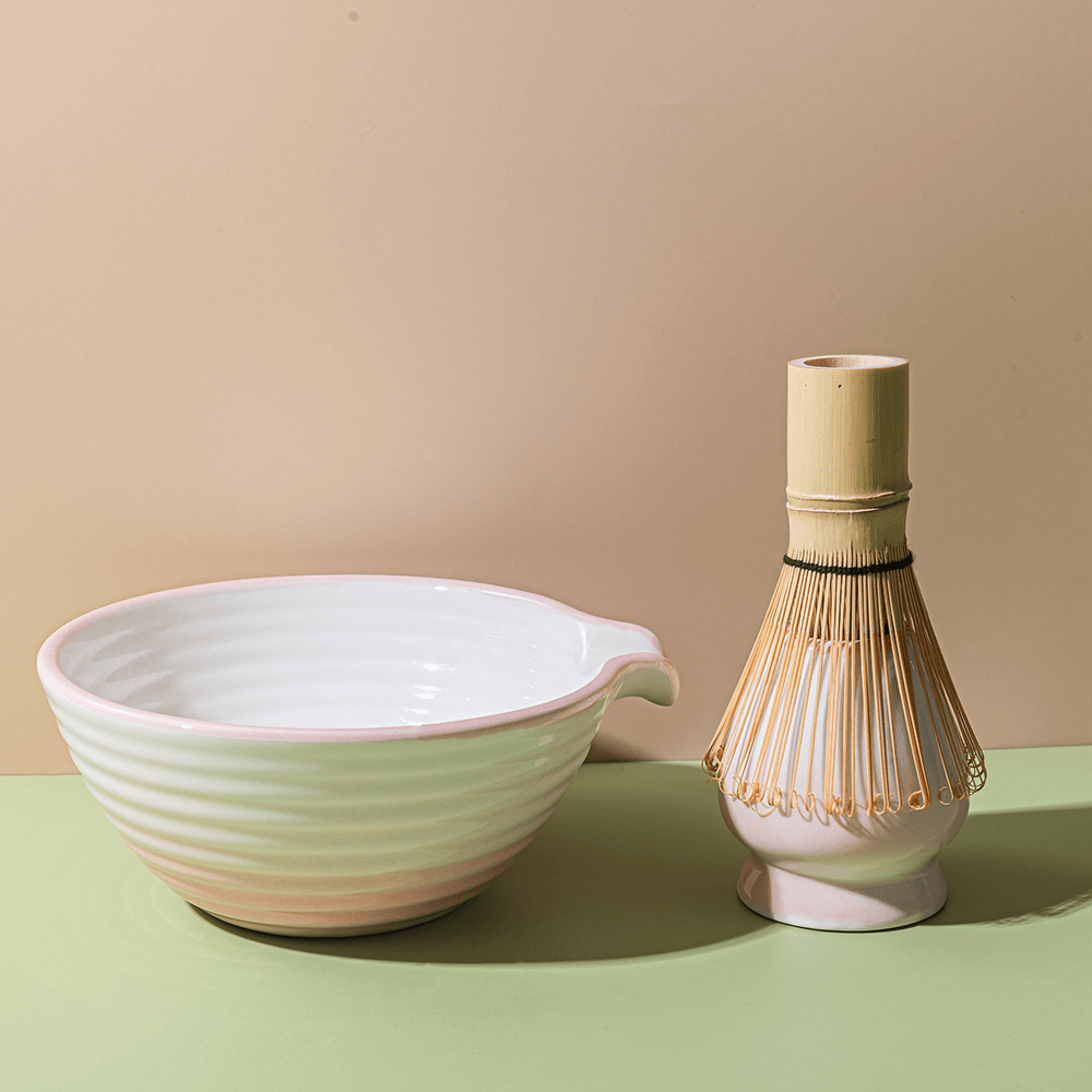 Pink Ceramic Matcha Bowl Set
